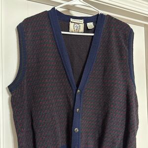 Vintage Sears Roebuck Wool Blend Grandpa Sweater Vest Men XL Blue Made in Italy